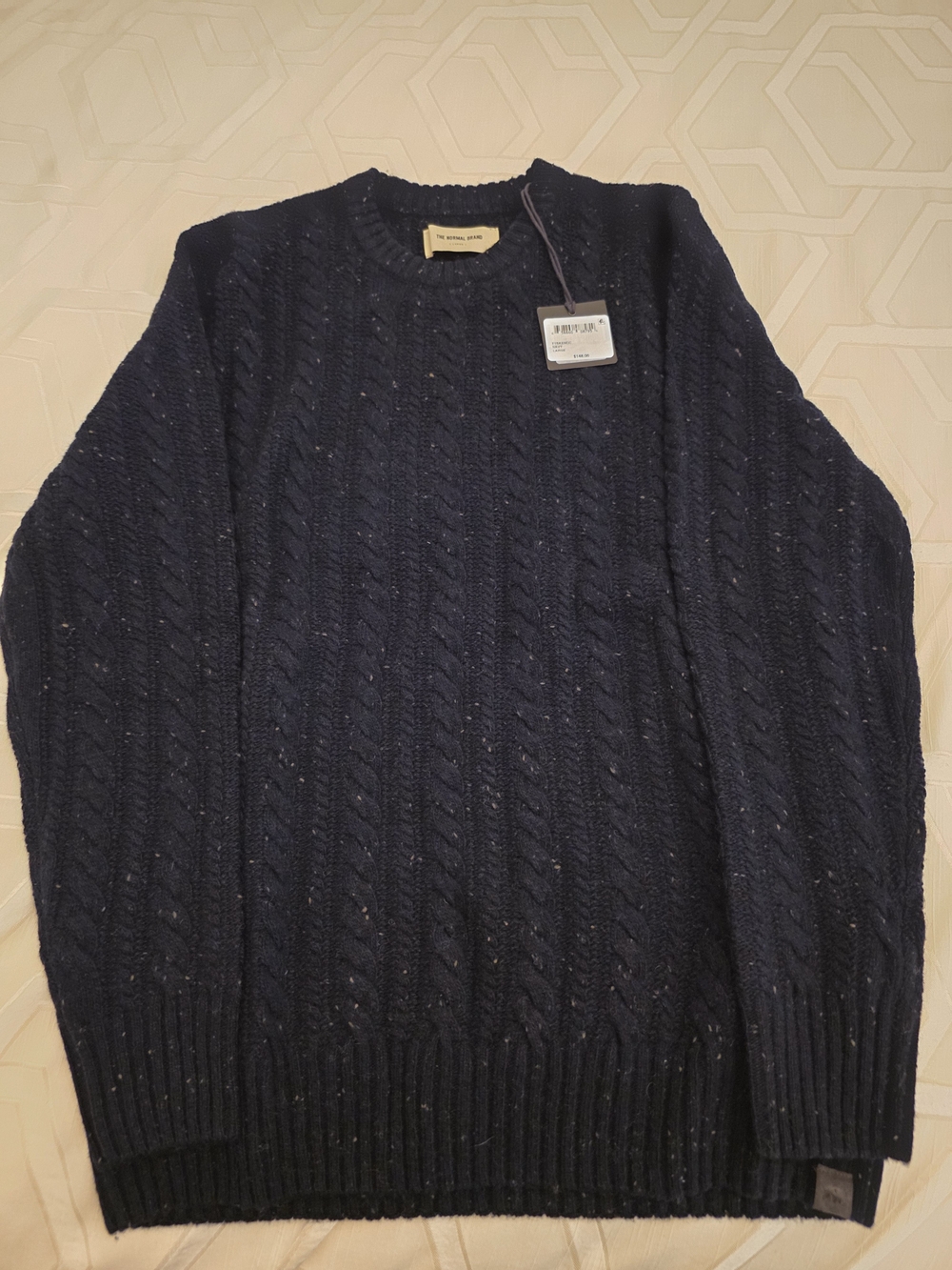 The Normal Brand - Kennedy Cable Crew Sweater - Navy